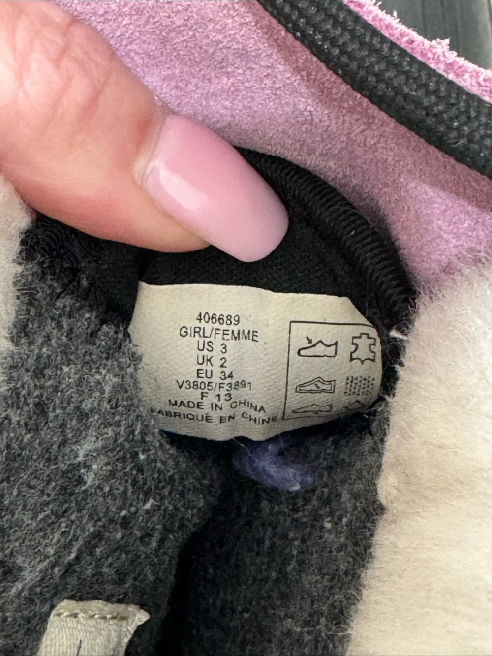 Lands’ End Girls Snow Boots Size 3 Purple Suede Faux Fur Winter Waterproof EU 34